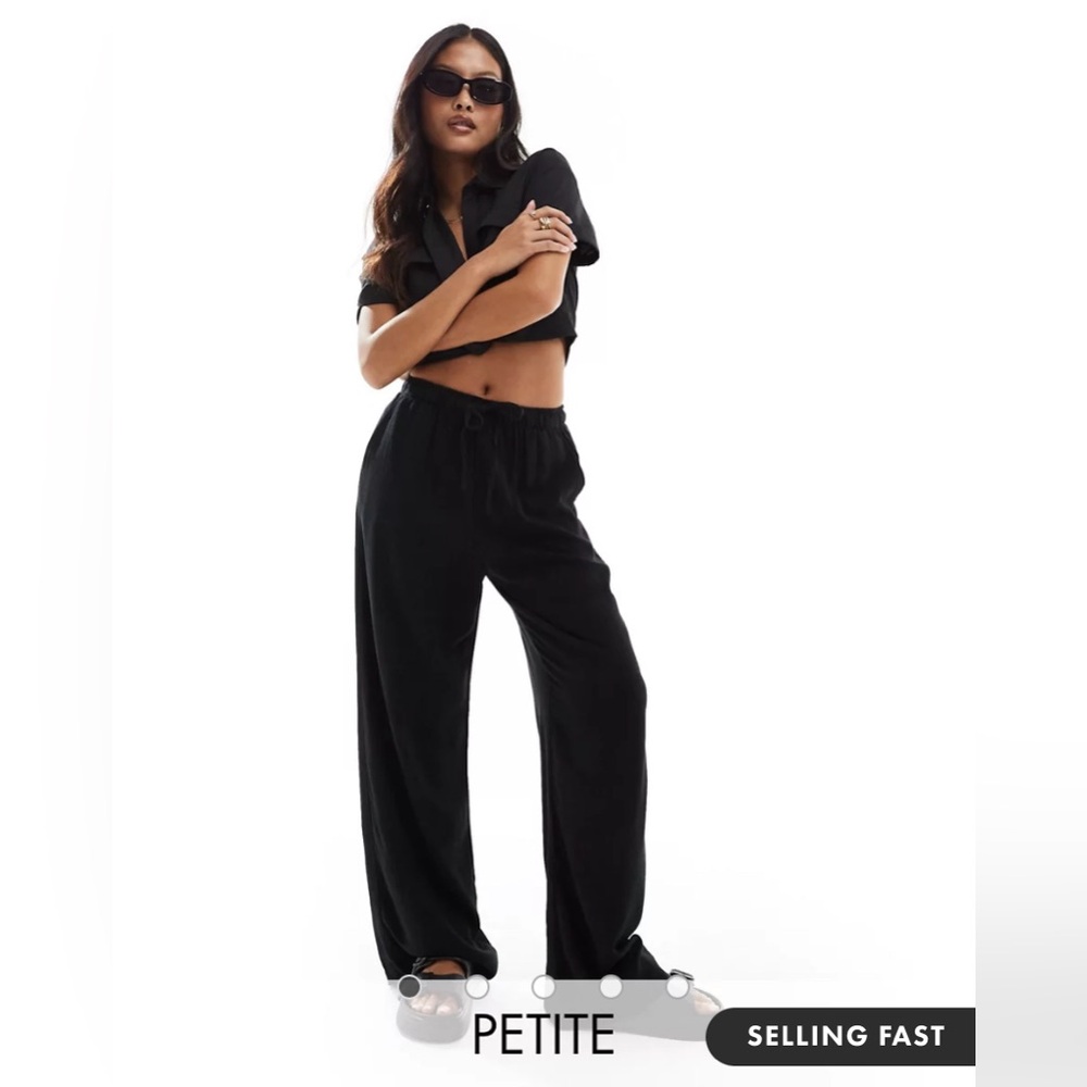 Petite Linen Pull On Pants